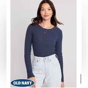 Old Navy Plush Long-Sleeve Crew-Neck T-Shirt in Volcanic Glass